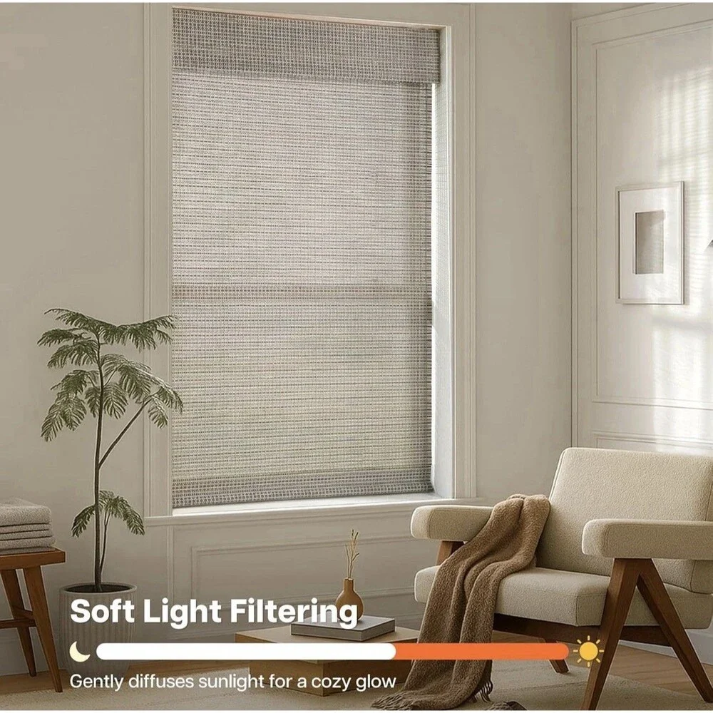 LazBlinds Cordless Bamboo Roman Shades for Windows, 25.5x64, Greystone